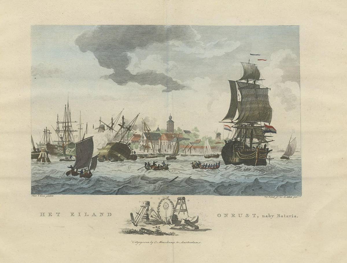 Beautiful View of Pulau 'Island' Onrust, Batavia 'Jakarta, Indonesia', ca.1805