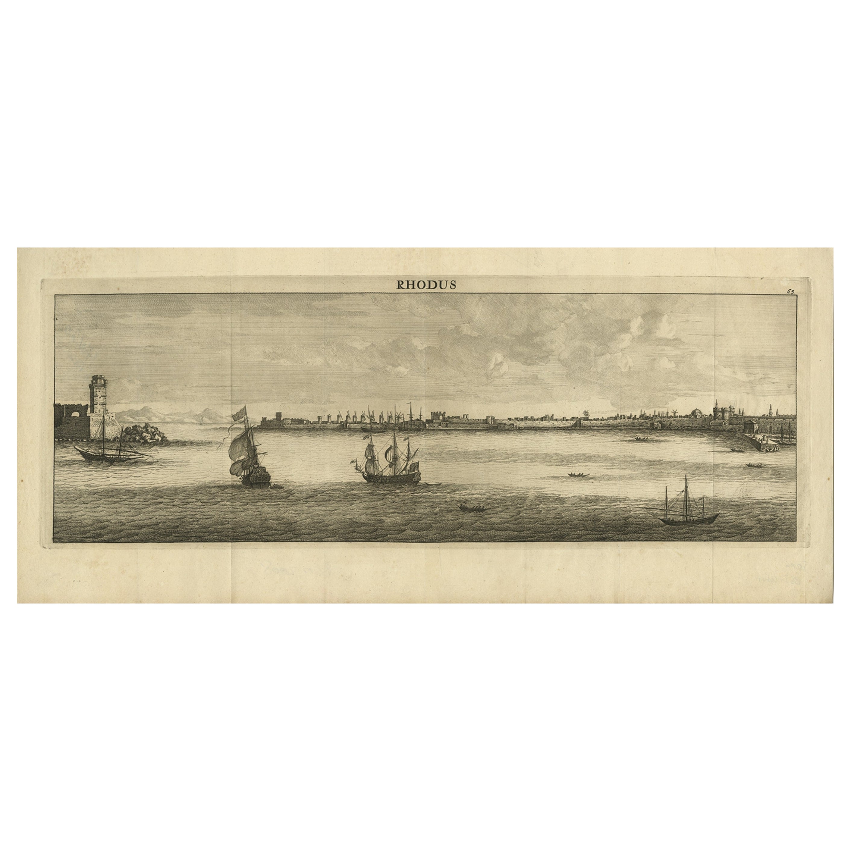 Schöne Ansicht der Insel Rhodes, Griechenland, mit der Darstellung der Alten Stadt mit Fort