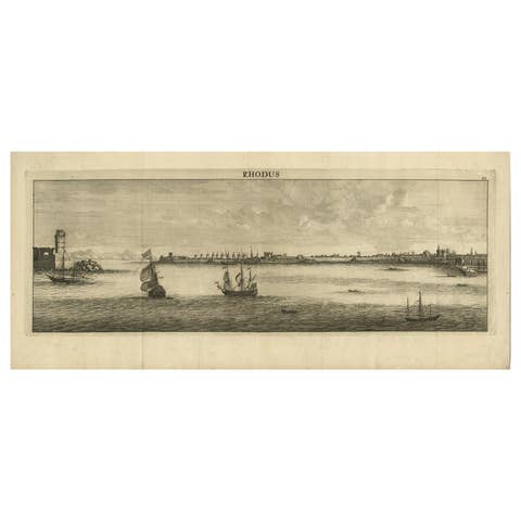 Beautiful View of Rhodes, Greece, depicting the Old Town with Fort, 1698