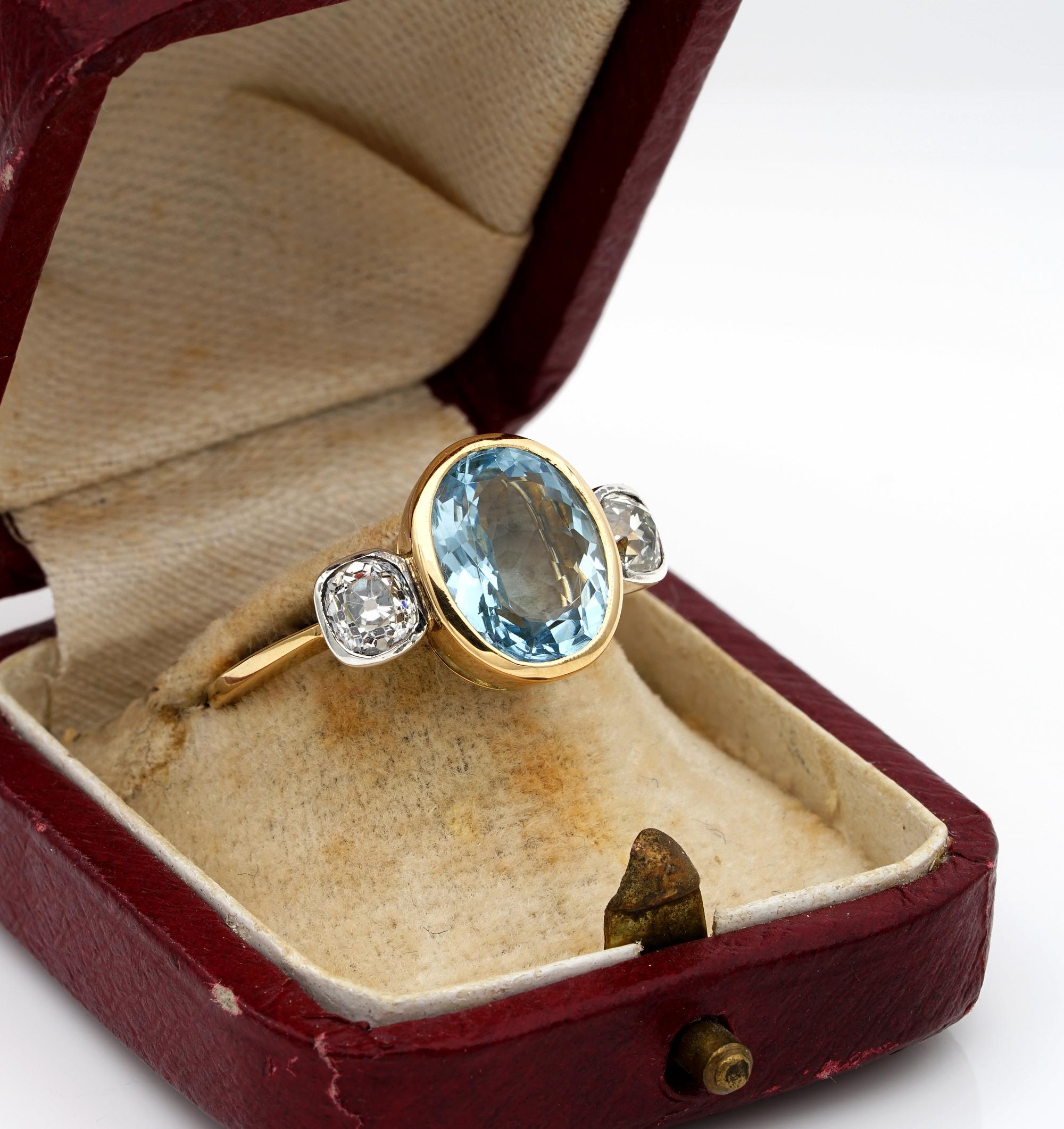 aquamarine and diamond trilogy ring
