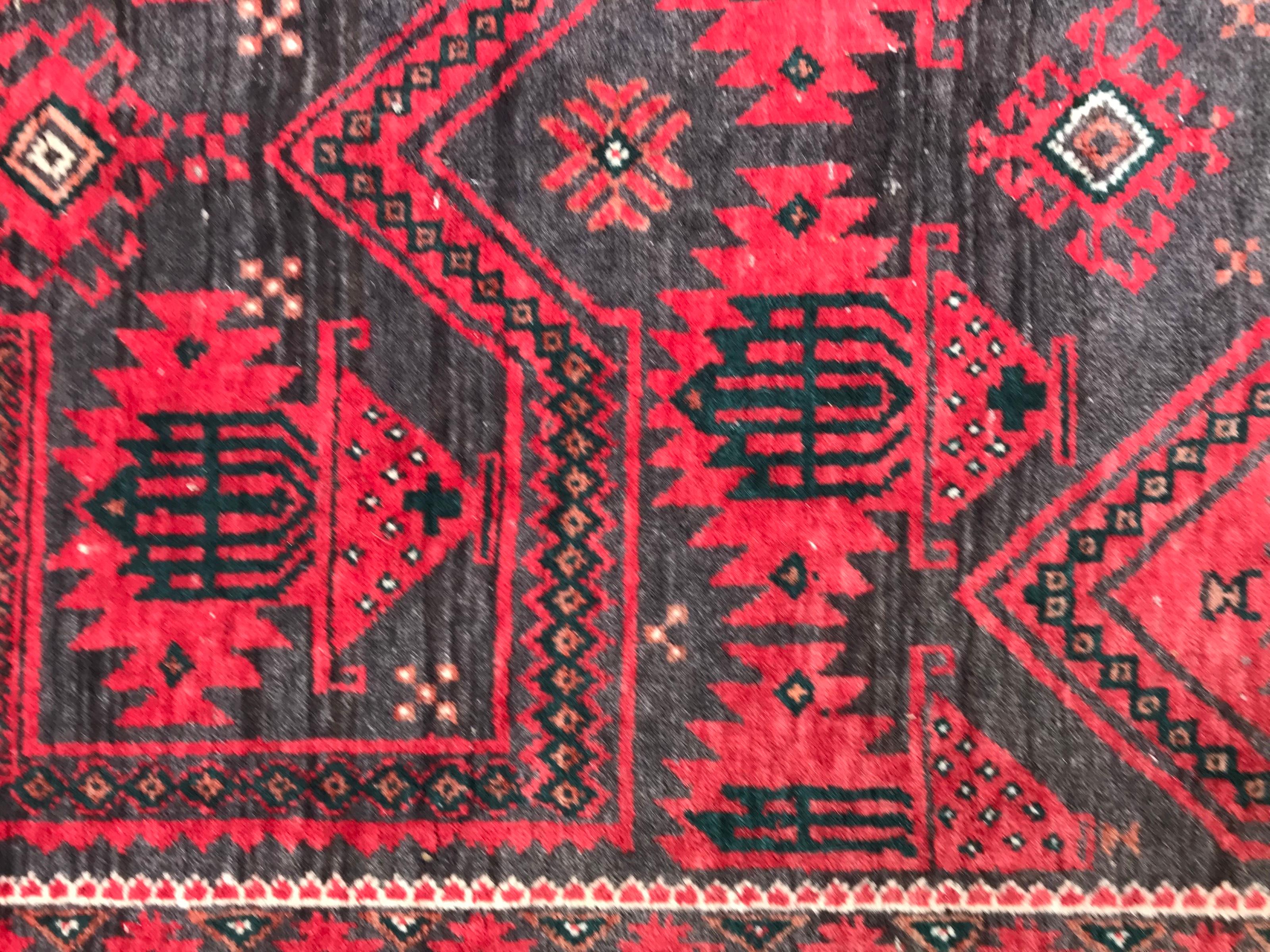 Tribal Bobyrug’s Beautiful Vintage Afghan Balutch Rug For Sale
