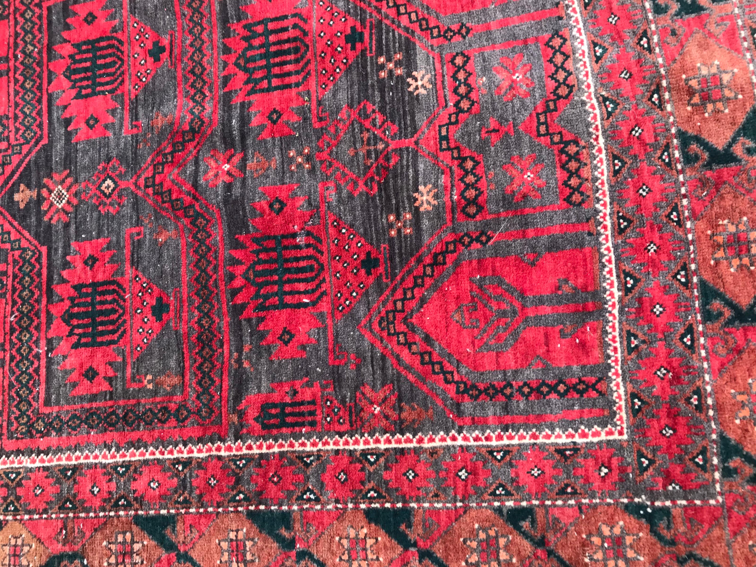 Bobyrug’s Beautiful Vintage Afghan Balutch Rug In Good Condition For Sale In Saint Ouen, FR