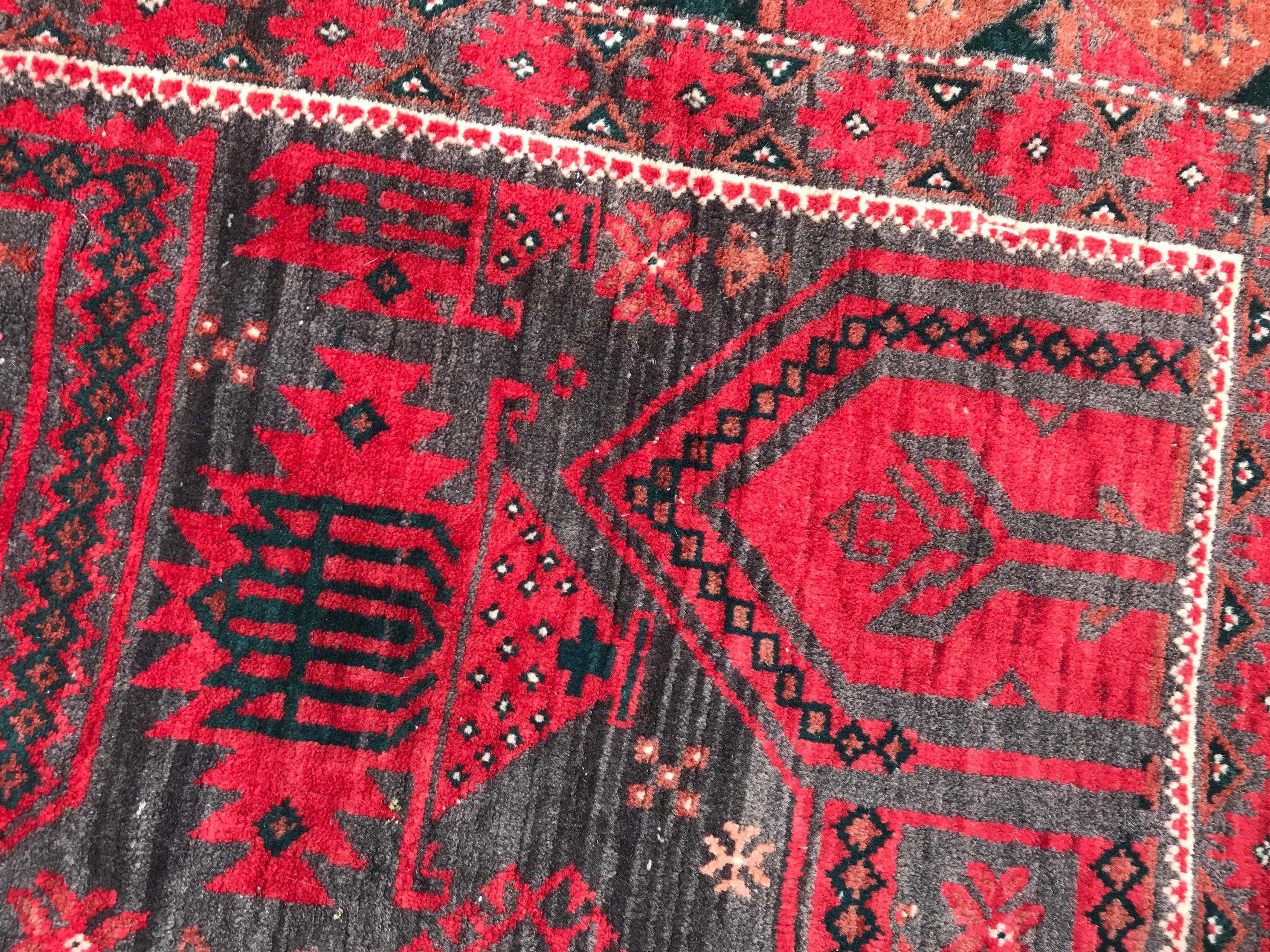 20th Century Bobyrug’s Beautiful Vintage Afghan Balutch Rug For Sale