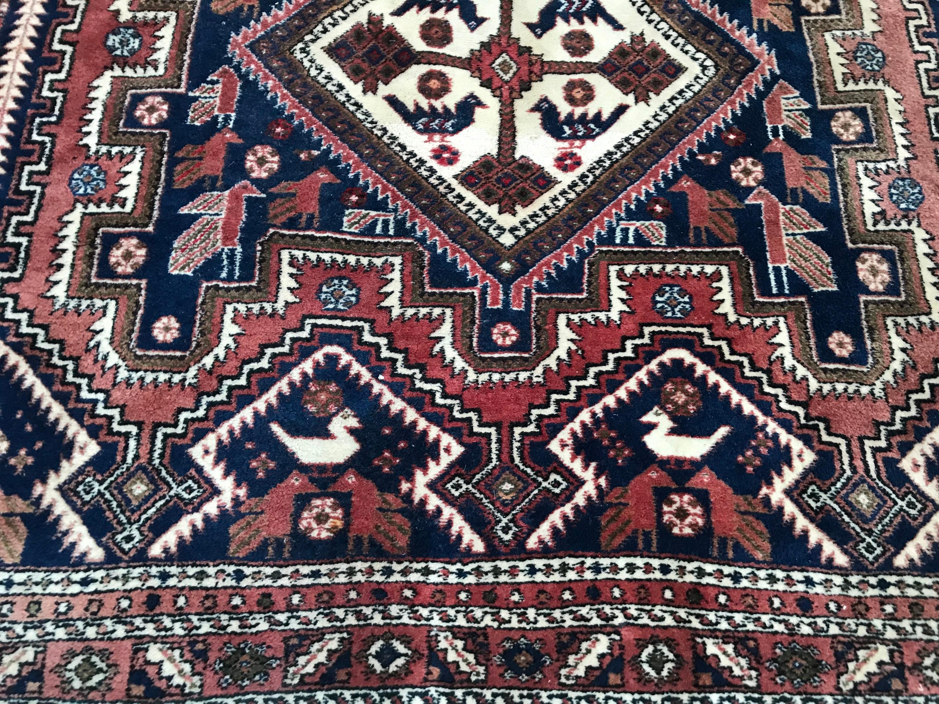 Hand-Knotted Beautiful Vintage Afshar Rug For Sale