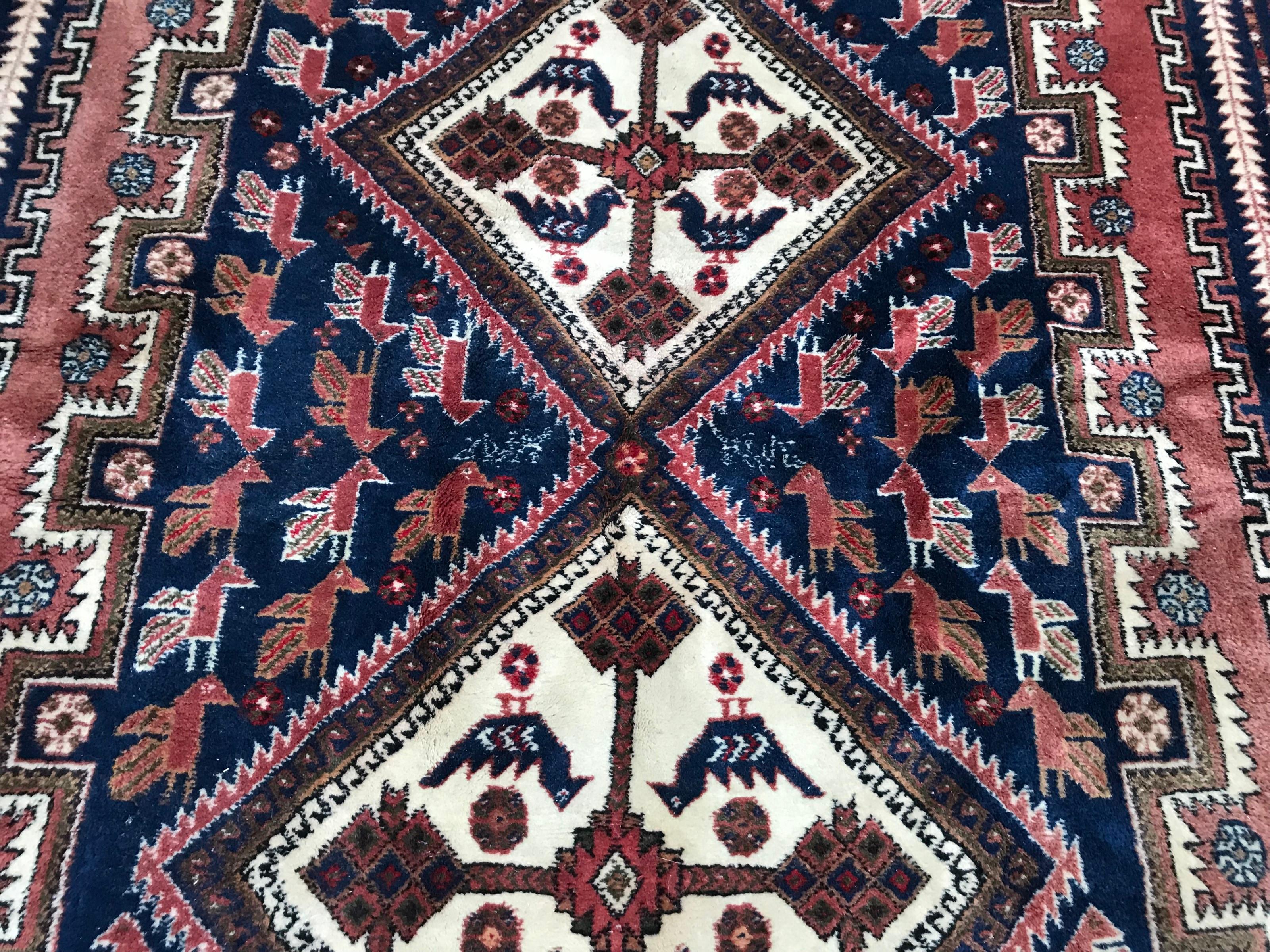 Beautiful Vintage Afshar Rug In Good Condition For Sale In Saint Ouen, FR