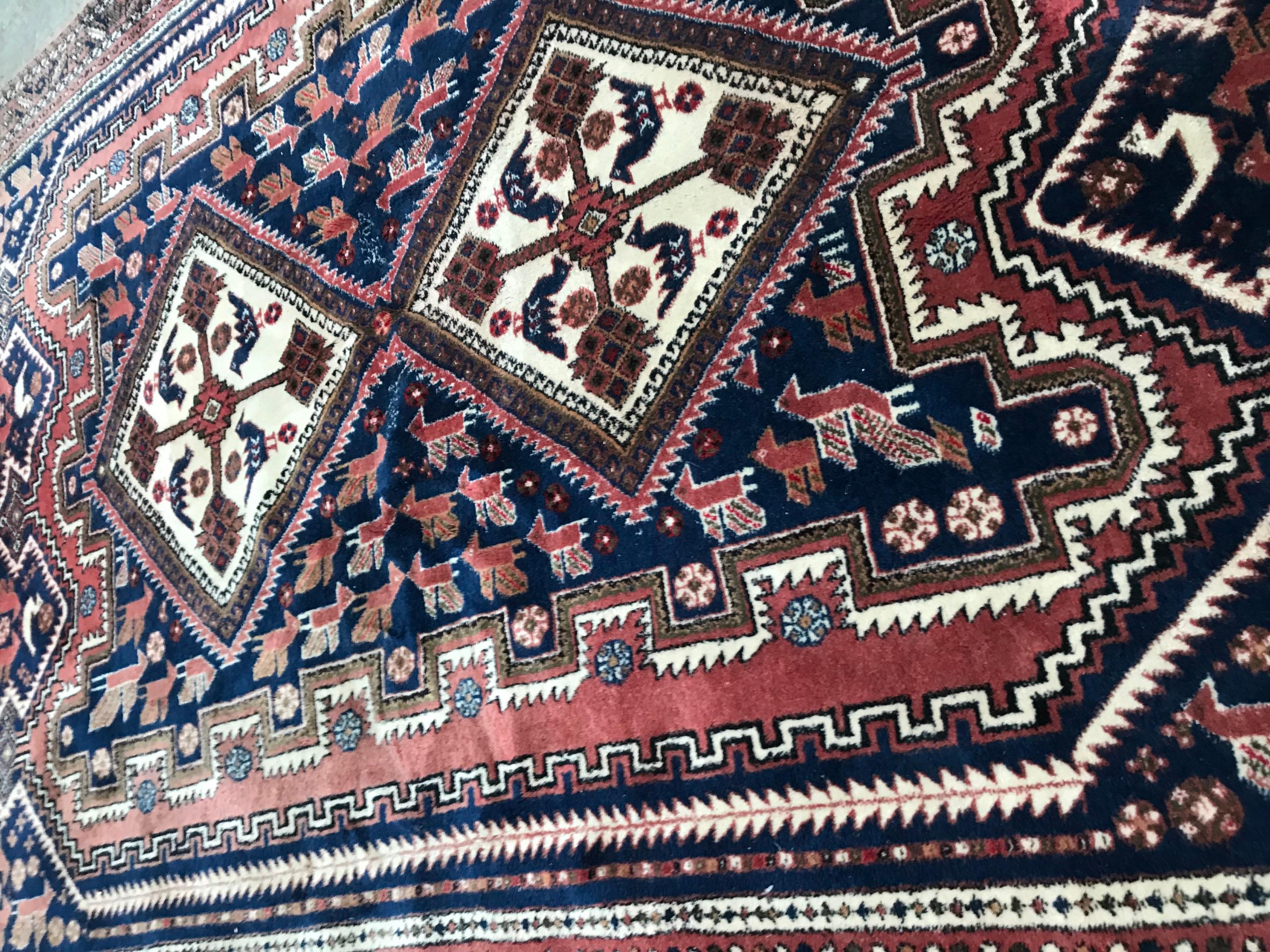 Wool Beautiful Vintage Afshar Rug For Sale