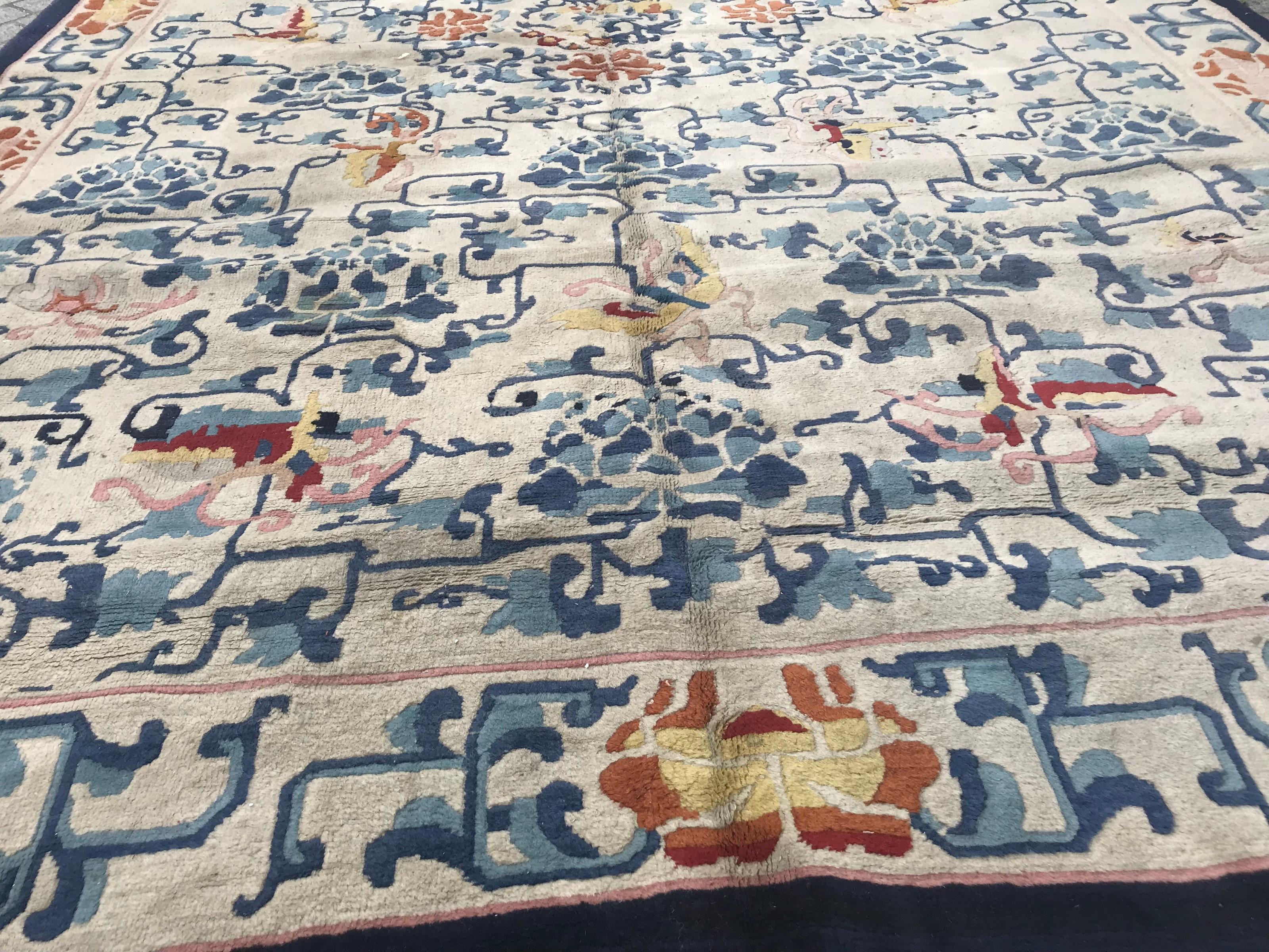 Beautiful Vintage Art Deco Tibetan Chinese Rug 8