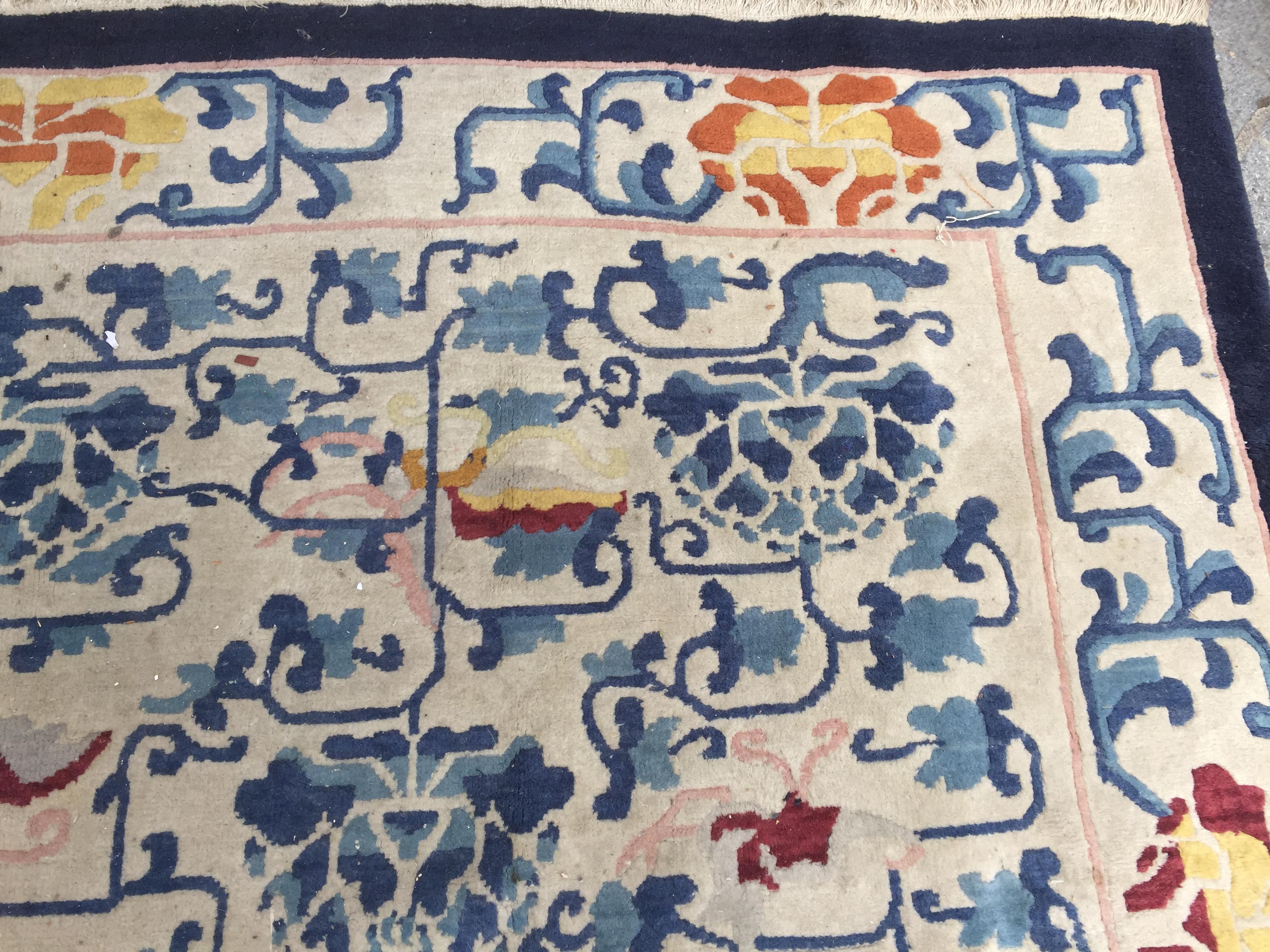 Beautiful Vintage Art Deco Tibetan Chinese Rug In Good Condition In Saint Ouen, FR