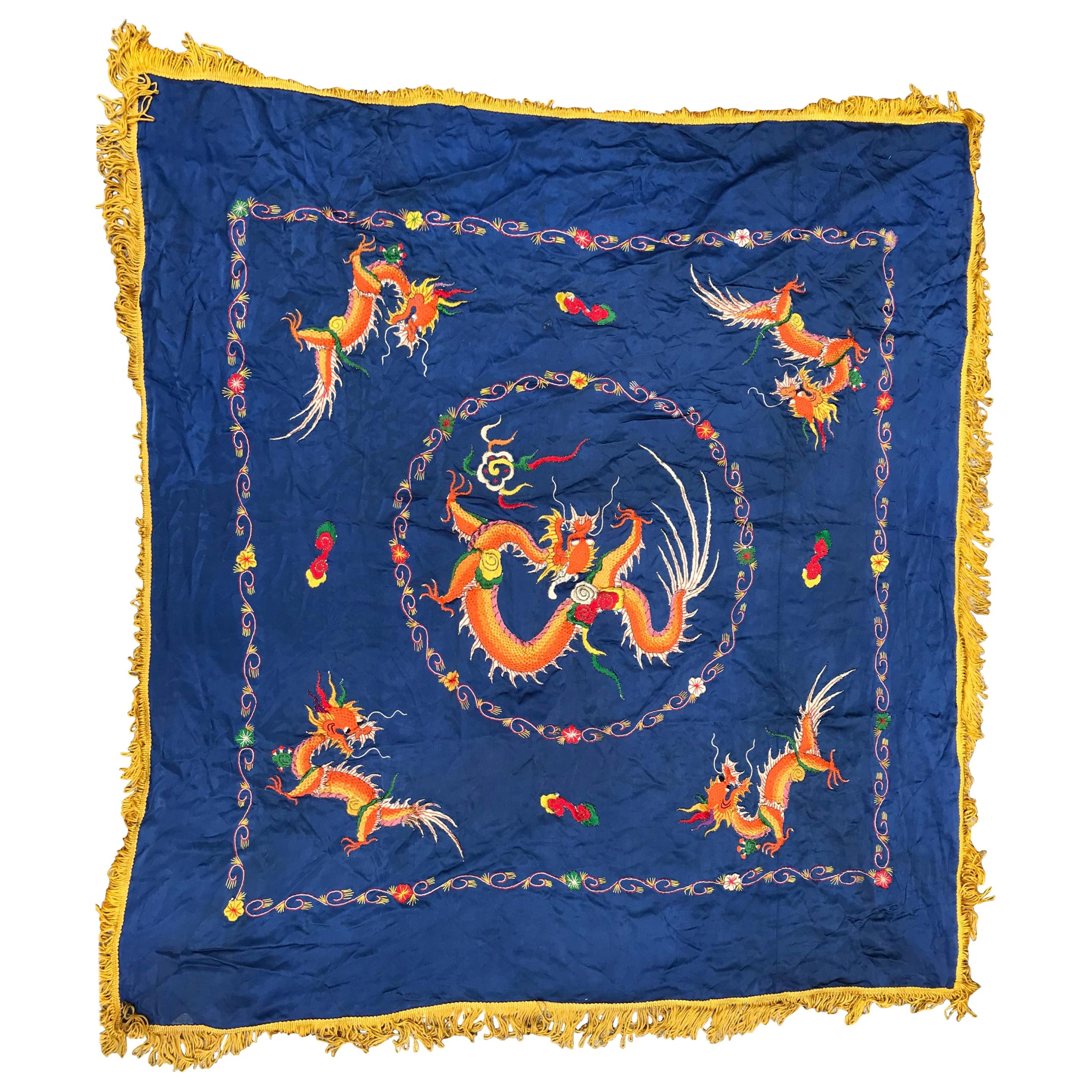 Beautiful Vintage Asian Dragon Embroidery