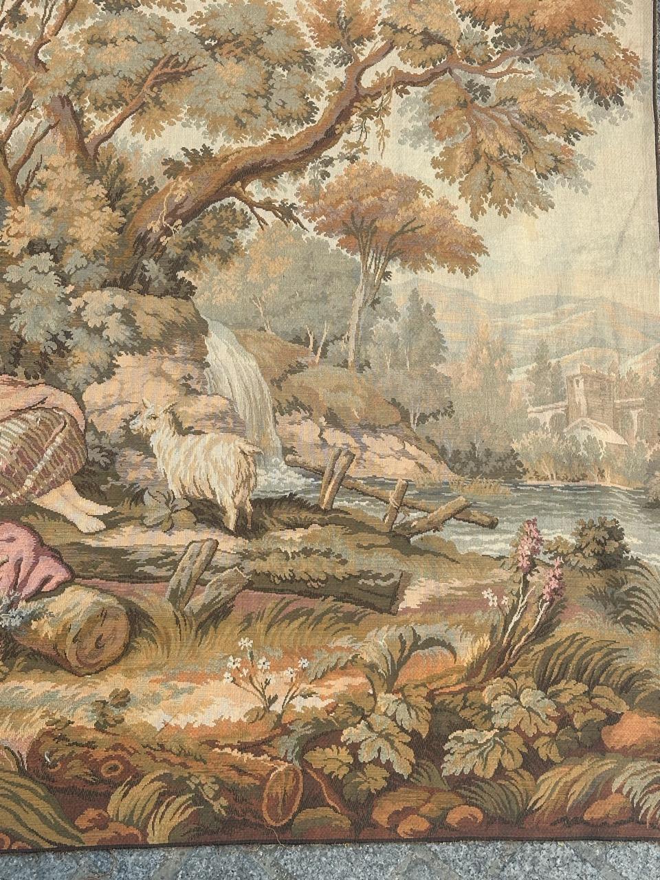 Schöner französischer Jacquard-Wandteppich im Aubusson-Stil im Vintage-Stil (Französisch) im Angebot