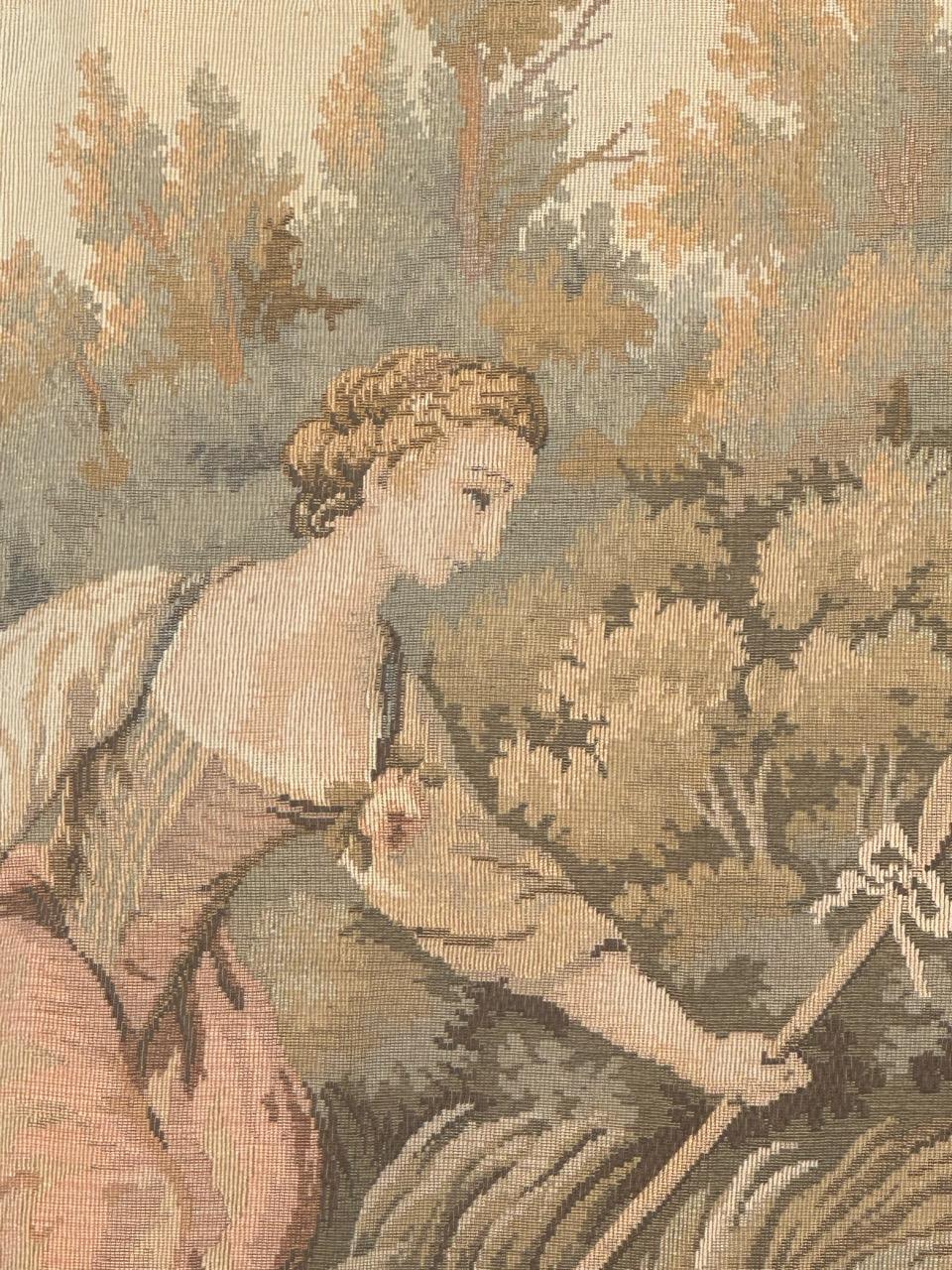 Schöner französischer Jacquard-Wandteppich im Aubusson-Stil im Vintage-Stil im Zustand „Gut“ im Angebot in Saint Ouen, FR