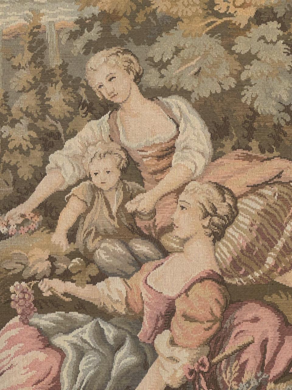 Schöner französischer Jacquard-Wandteppich im Aubusson-Stil im Vintage-Stil (Baumwolle) im Angebot