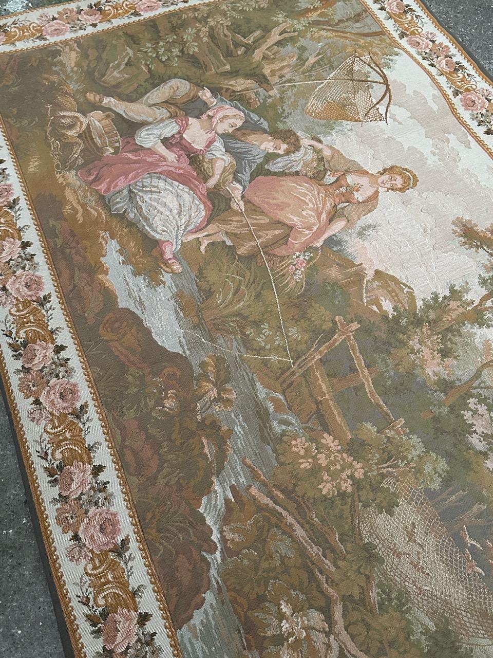 Bobyrug’s Beautiful Vintage Aubusson Style French Jaquar Tapestry For Sale 7