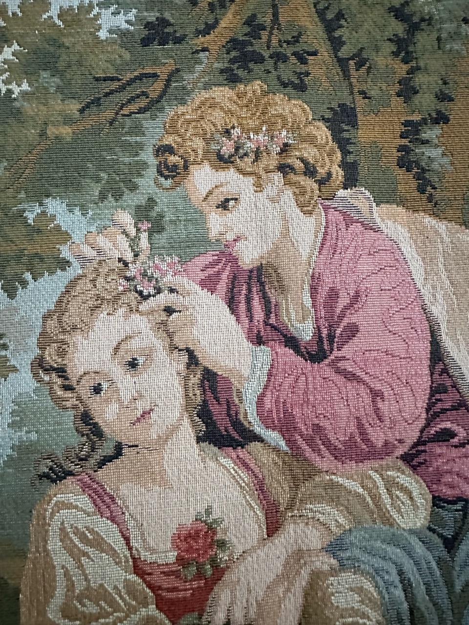 Bobyrug’s Beautiful vintage Aubusson style French Jacquard tapestry  For Sale 9