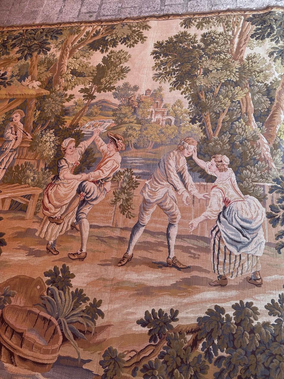 Bobyrug’s Beautiful Vintage Aubusson Style French Jaquar Tapestry  For Sale 12