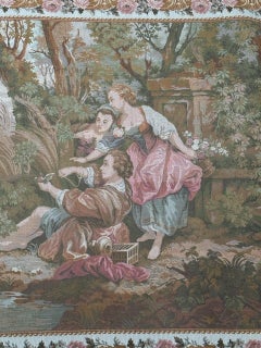 Beautiful Vintage Aubusson Style French Jaquar Tapestry