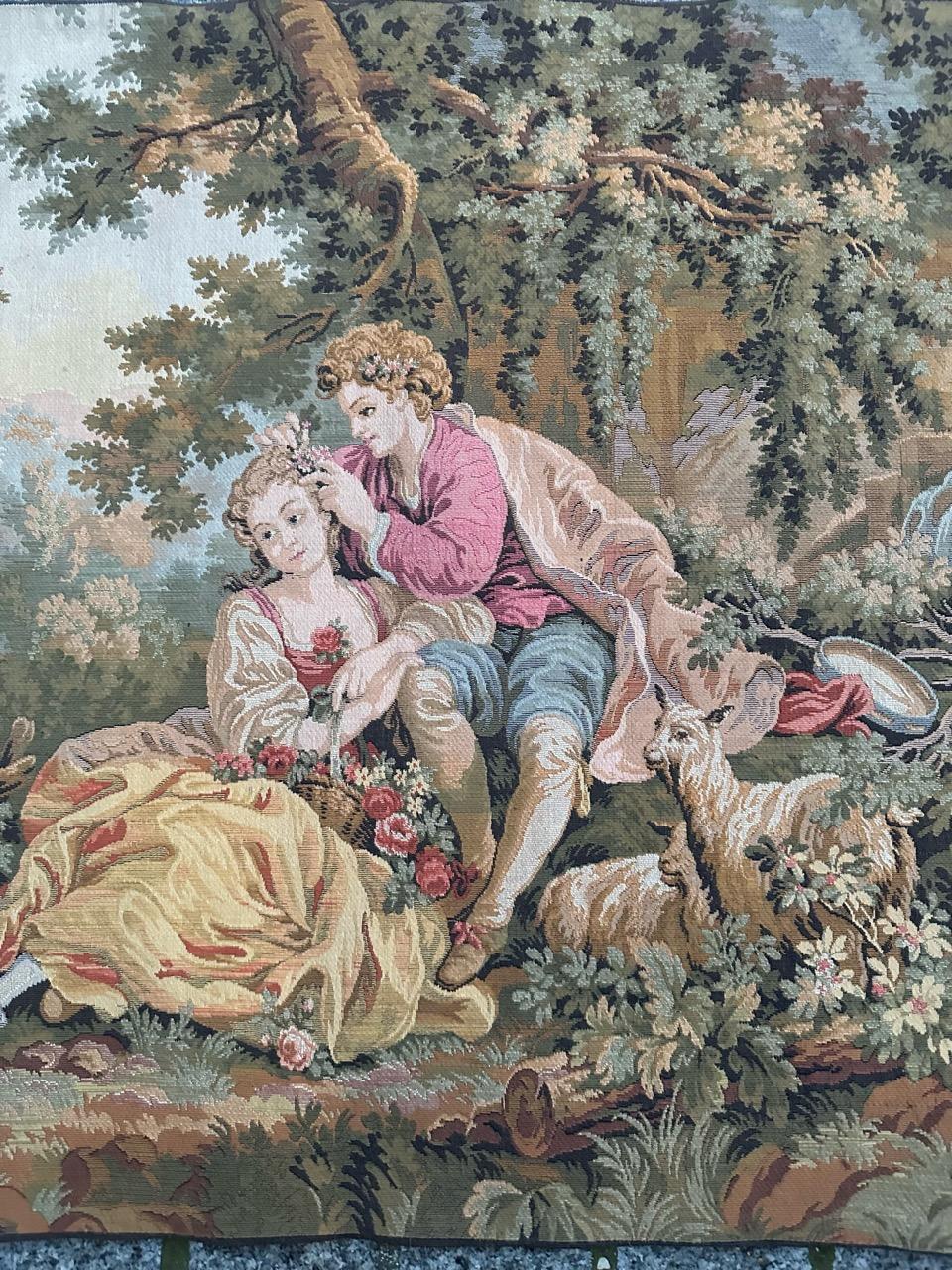 Exquisite tapestry from the second half of the 20th century, featuring a design inspired by Jean Baptiste Huet, the French painter (1745-1811), titled 