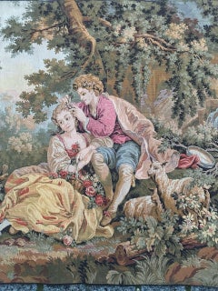 Bobyrug’s Beautiful vintage Aubusson style French Jacquard tapestry
