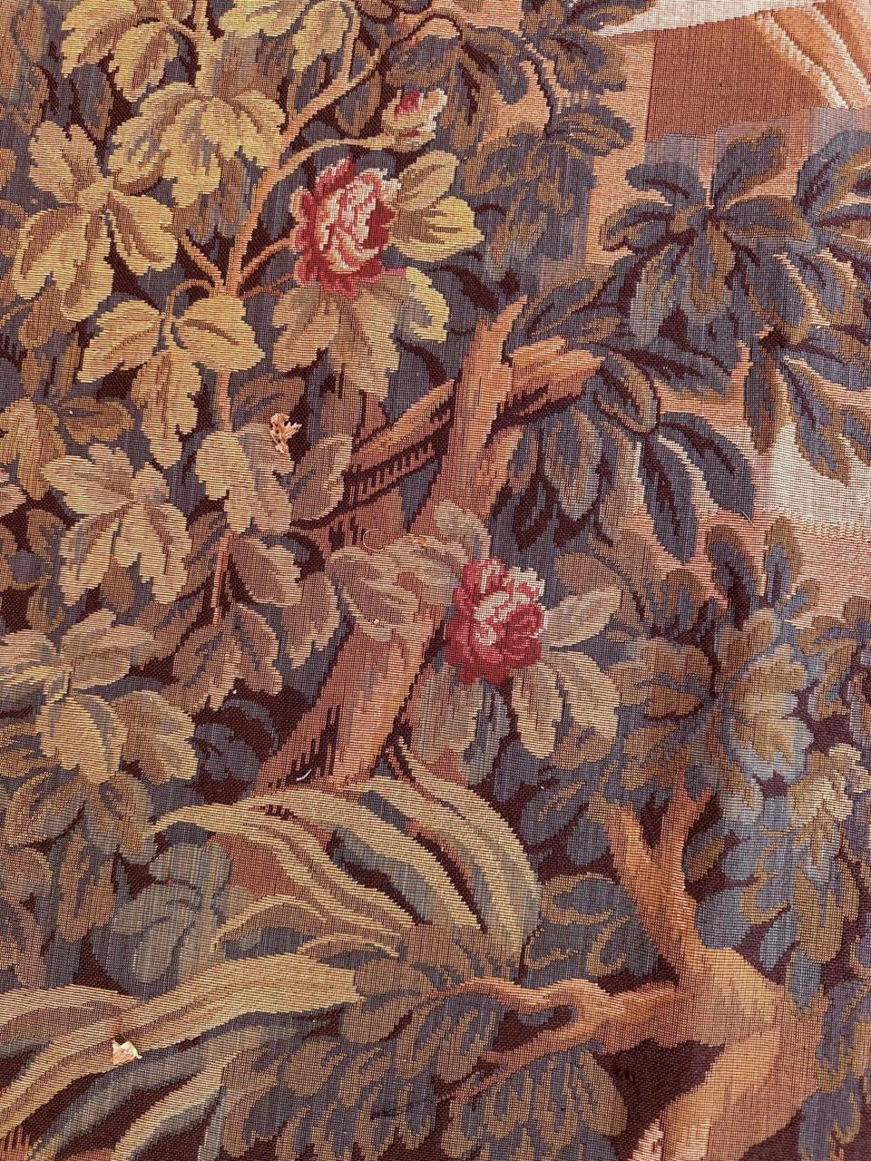 20th Century Bobyrug’s Beautiful Vintage Aubusson Style French Jaquar Tapestry  For Sale
