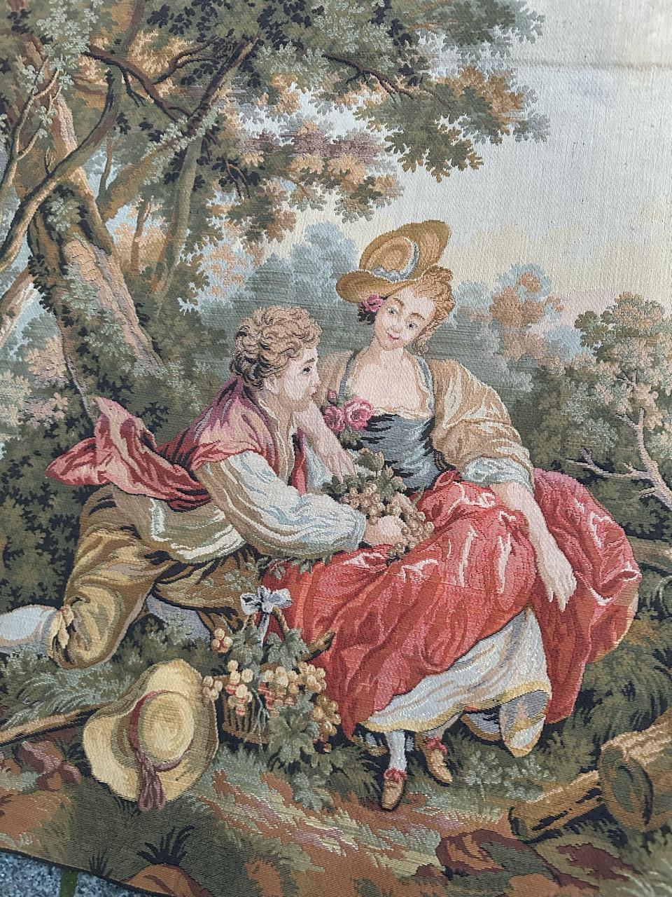 Cotton Bobyrug’s Beautiful vintage Aubusson style French Jacquard tapestry  For Sale