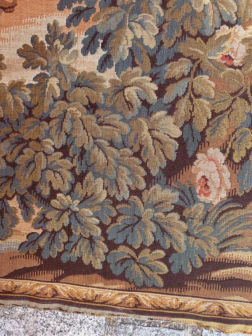 Bobyrug’s Beautiful Vintage Aubusson Style French Jaquar Tapestry  For Sale 1
