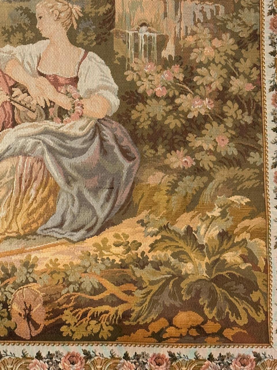 Bobyrug's Schöne Vintage Aubusson Stil Französisch Jaquar Wandteppich im Angebot 2