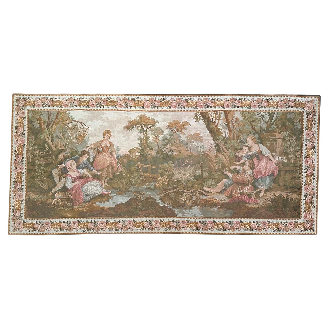 Precioso Tapiz Jaquar Francés Estilo Aubusson Vintage de Bobyrug