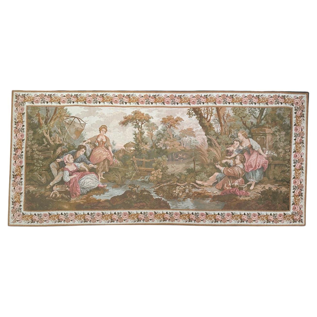 Bobyrug's Schöne Vintage Aubusson Stil Französisch Jaquar Wandteppich