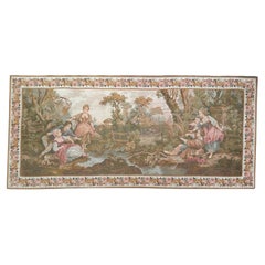 Beautiful Retro Aubusson Style French Jaquar Tapestry