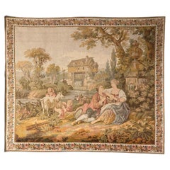Beautiful Retro Aubusson Style French Jaquar Tapestry