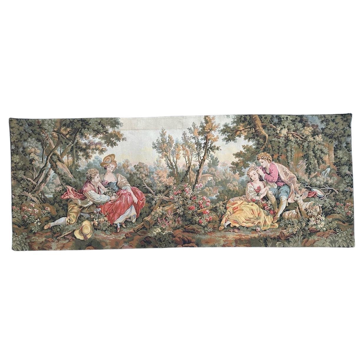 Bobyrug’s Beautiful vintage Aubusson style French Jacquard tapestry  For Sale