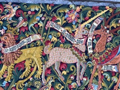 Beautiful Vintage Aubusson Style Tapestry Unicorn Design