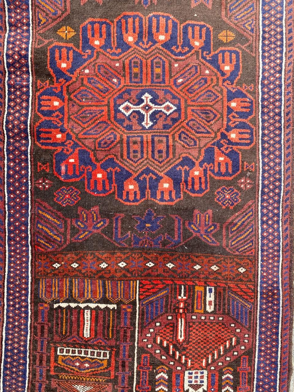 Beautiful Vintage Baluch Afghan Rug For Sale 9