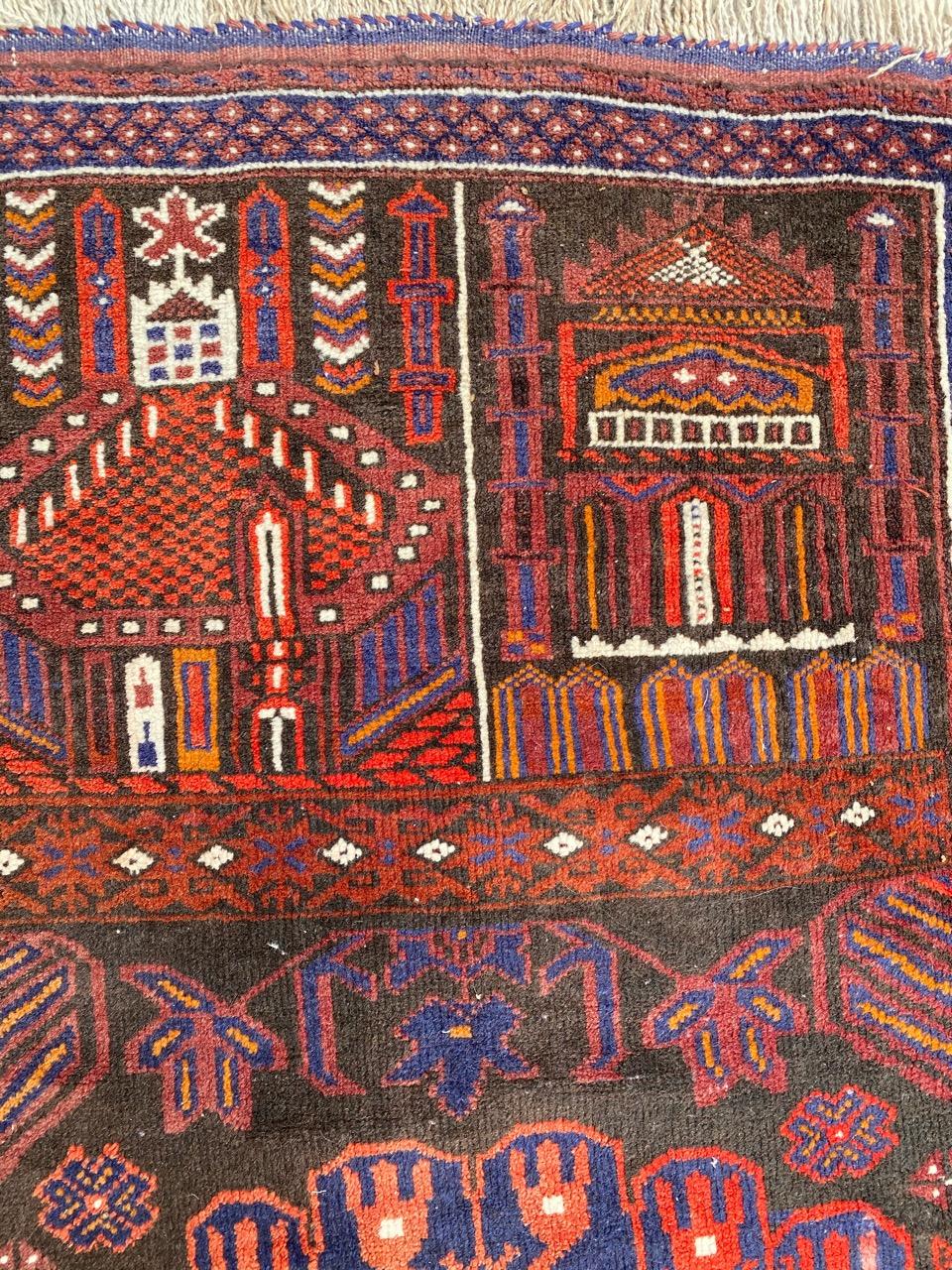Hand-Knotted Beautiful Vintage Baluch Afghan Rug For Sale