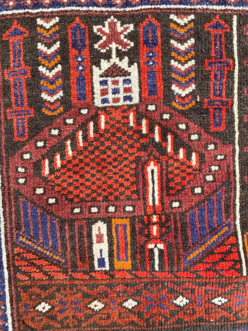 Beautiful Vintage Baluch Afghan Rug In Good Condition For Sale In Saint Ouen, FR