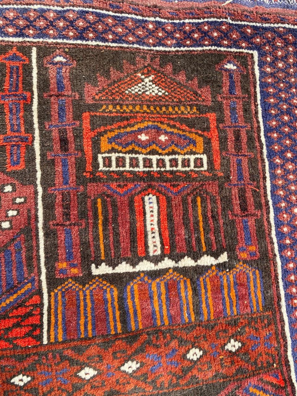 Wool Beautiful Vintage Baluch Afghan Rug For Sale