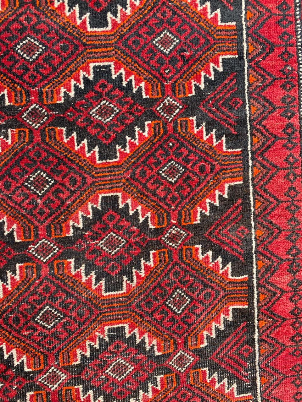 Hand-Knotted Bobyrug’s Beautiful Vintage Baluch Rug For Sale