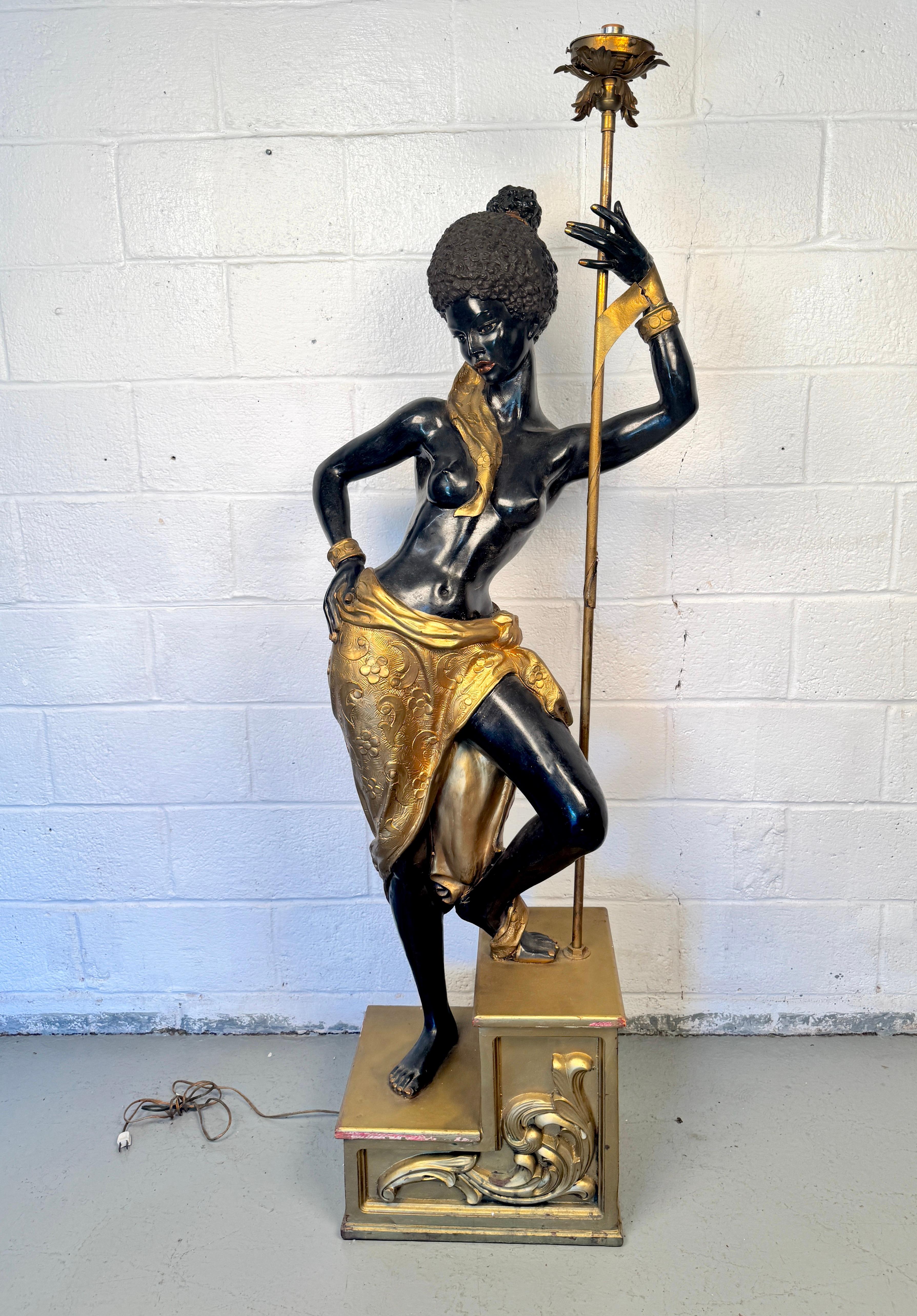 Mid-Century moderno Bellissima lampada Blackamoor d'epoca in vendita