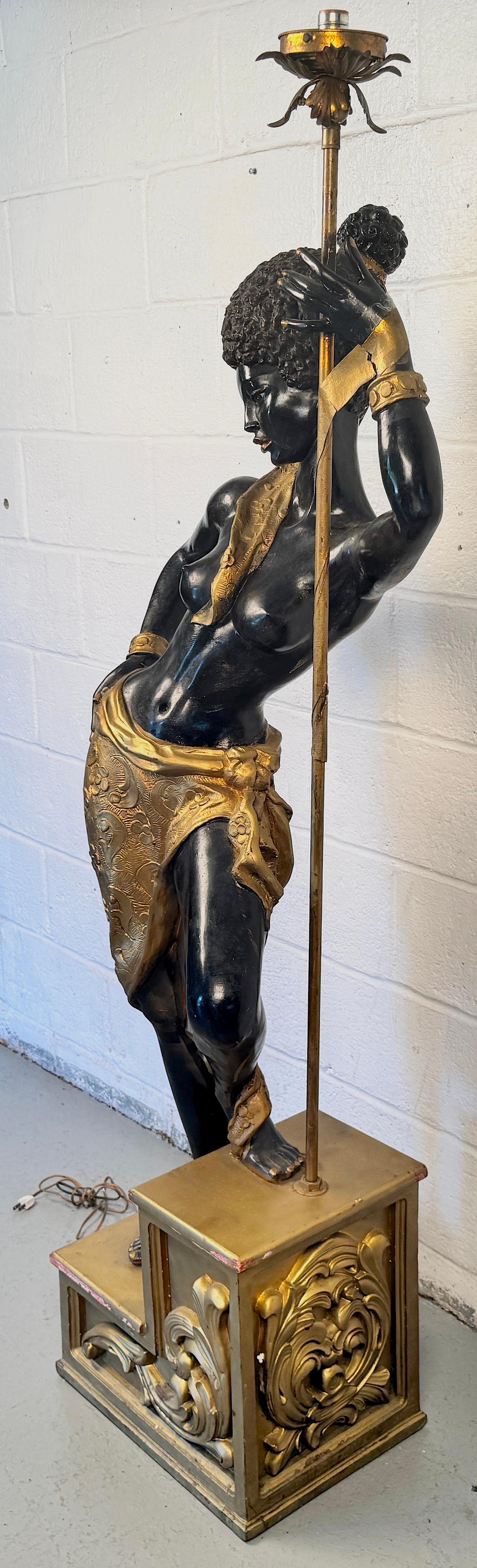Bellissima lampada Blackamoor d'epoca In condizioni buone in vendita a Brooklyn, NY