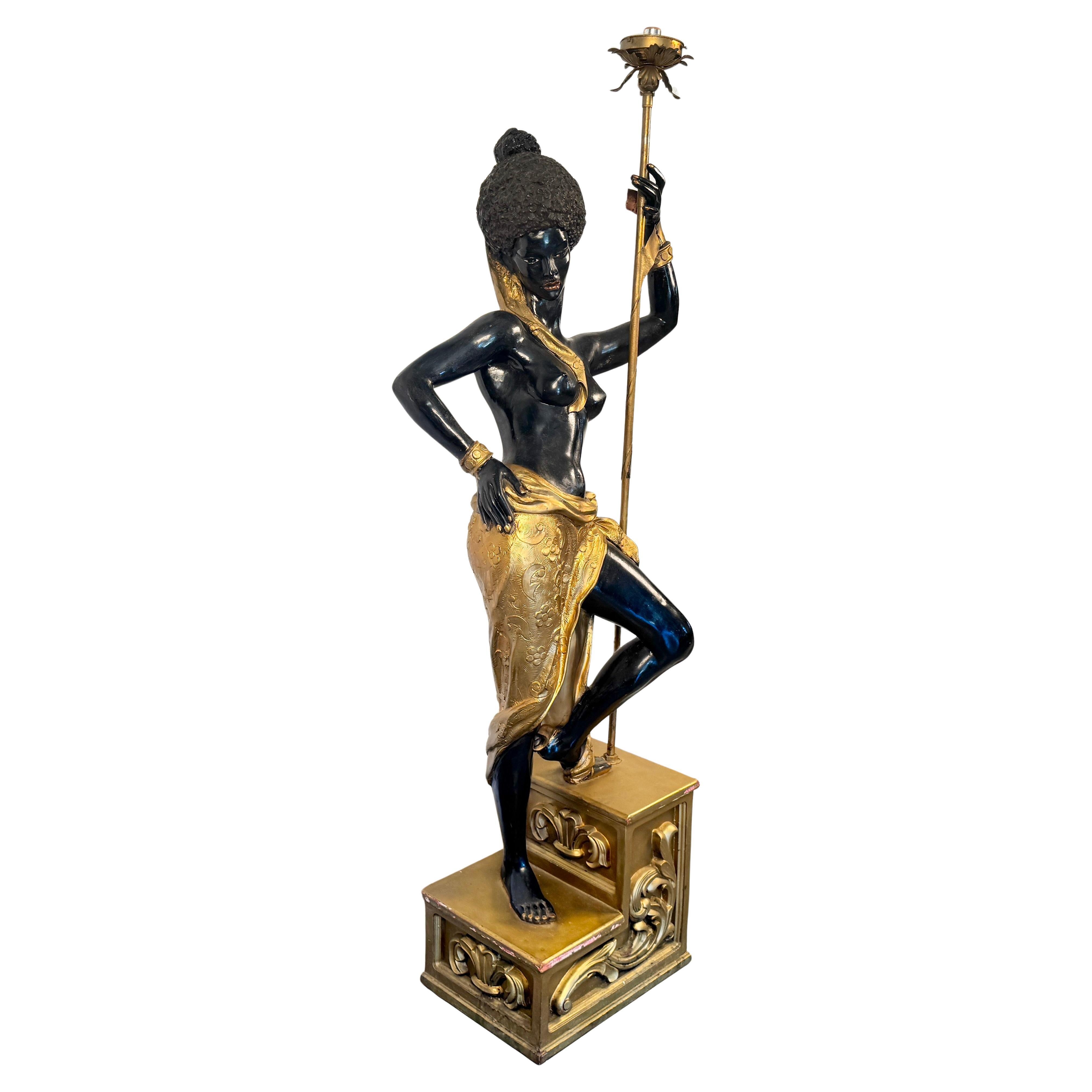 Bellissima lampada Blackamoor d'epoca in vendita