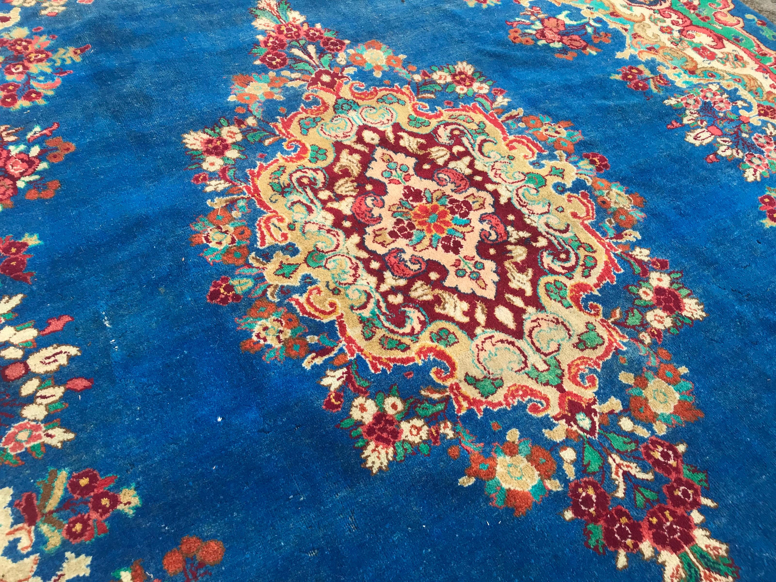 Sultanabad Beautiful Vintage Blue Mahal Rug