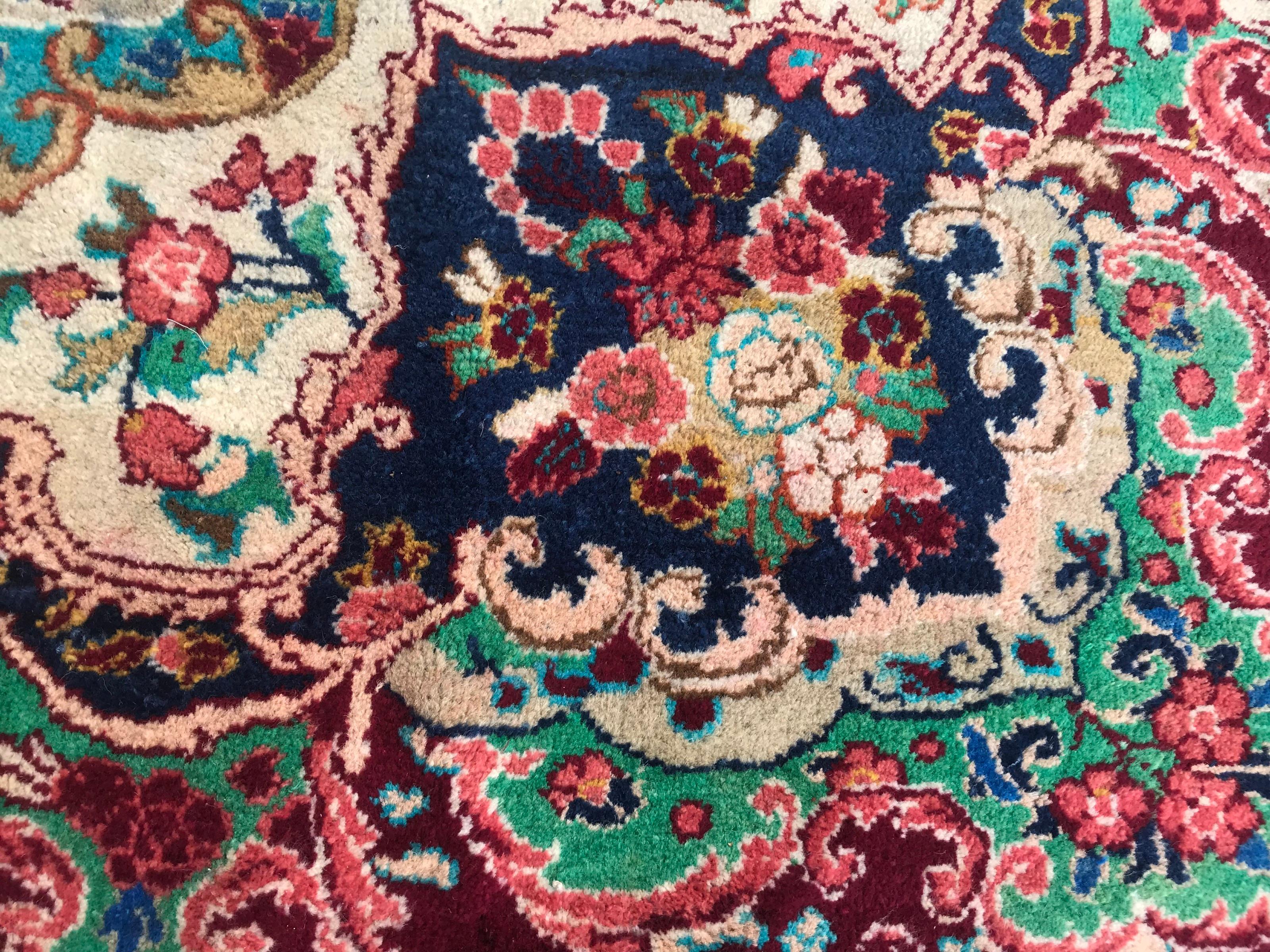 Beautiful Vintage Blue Mahal Rug In Good Condition In Saint Ouen, FR