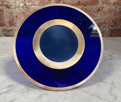 Beautiful Vintage Blue Round Small Picture Frame, Italy, 1970s