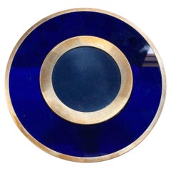 Beautiful Vintage Blue Round Small Picture Frame, Italy, 1970s