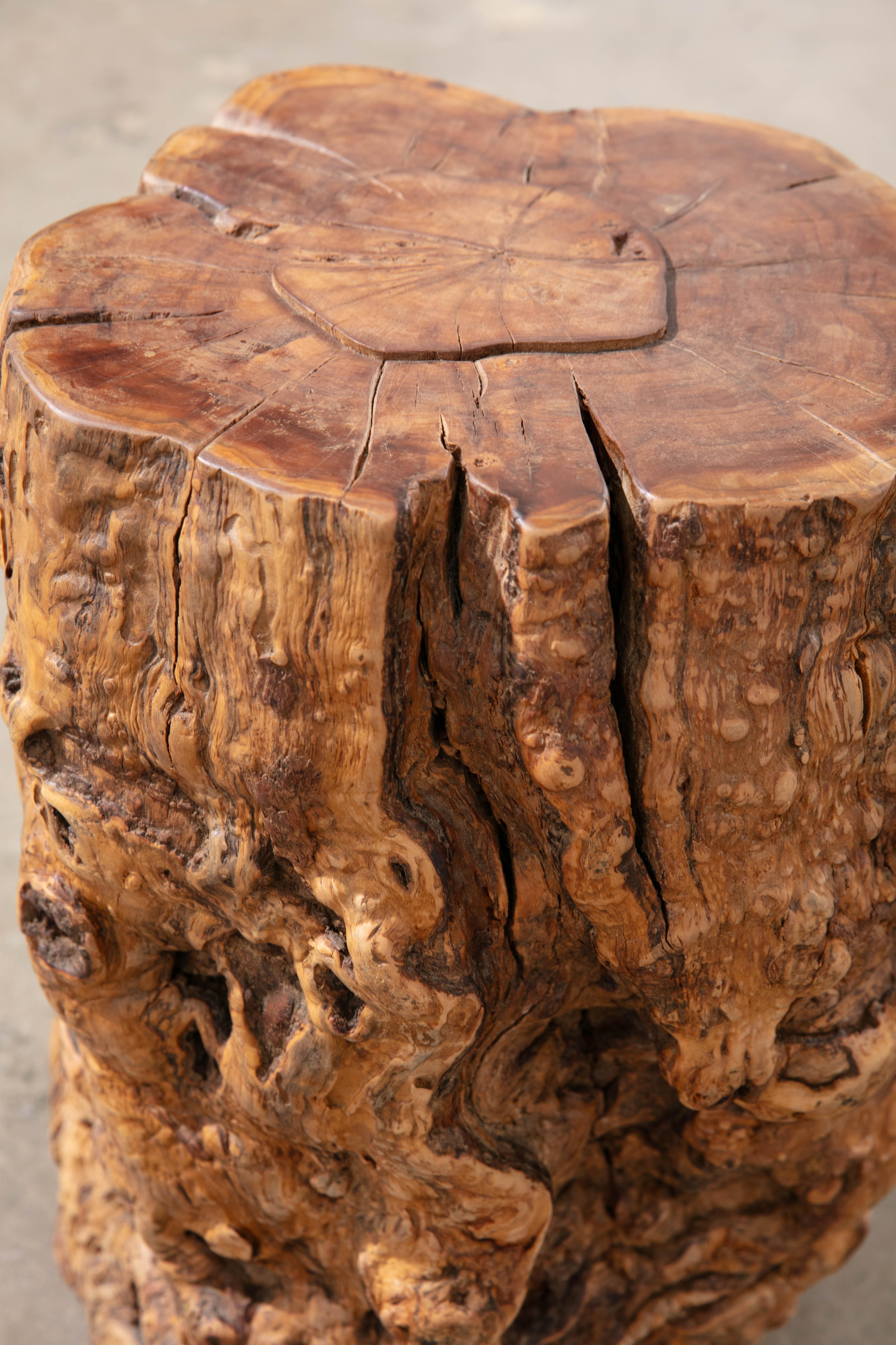 Late 20th Century Beautiful Vintage Burlwood Side Table with Intricate Grain Patterns