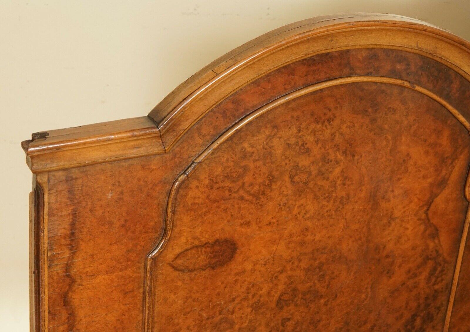 20th Century Beautiful Vintage Burr Walnut Double Queen Anne Bed Frame