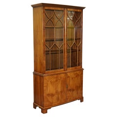 Beautiful Vintage Burr Yew Wood Display Cabinet with Shelves