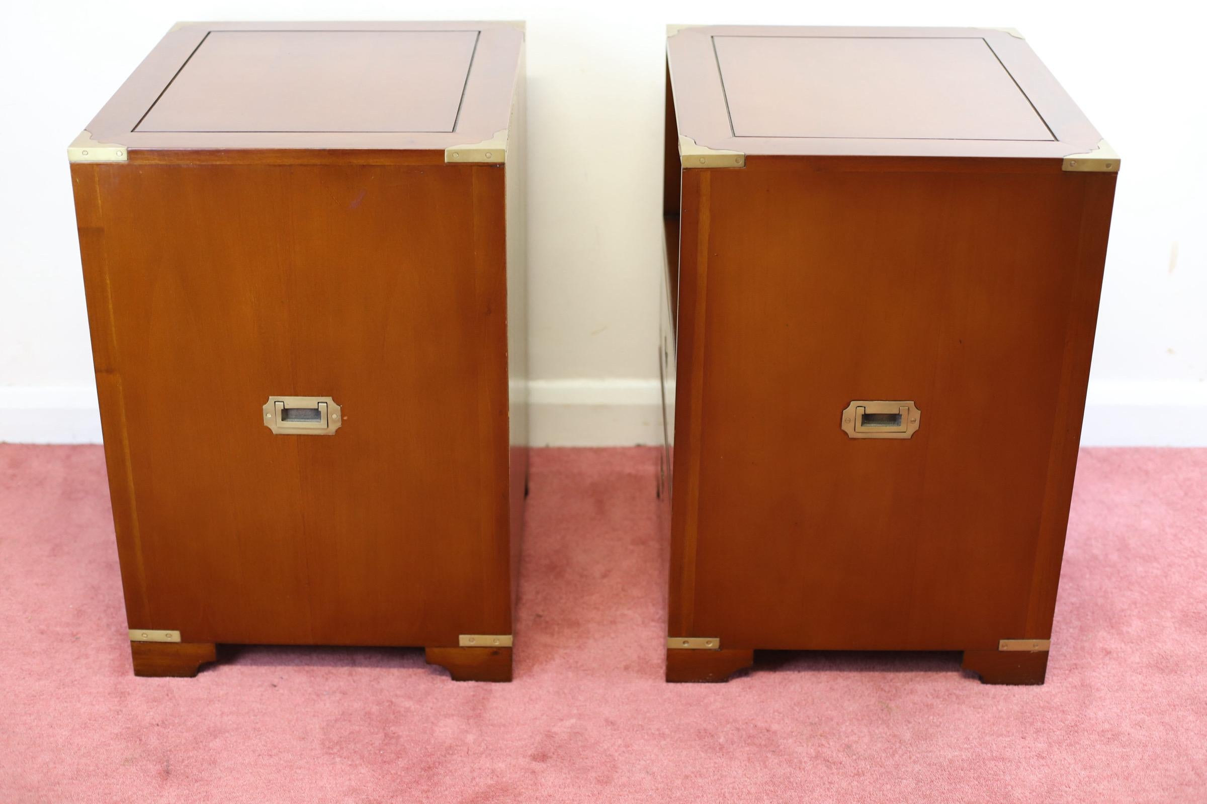20th Century Beautiful Vintage Campaign Style Nightstands For Sale