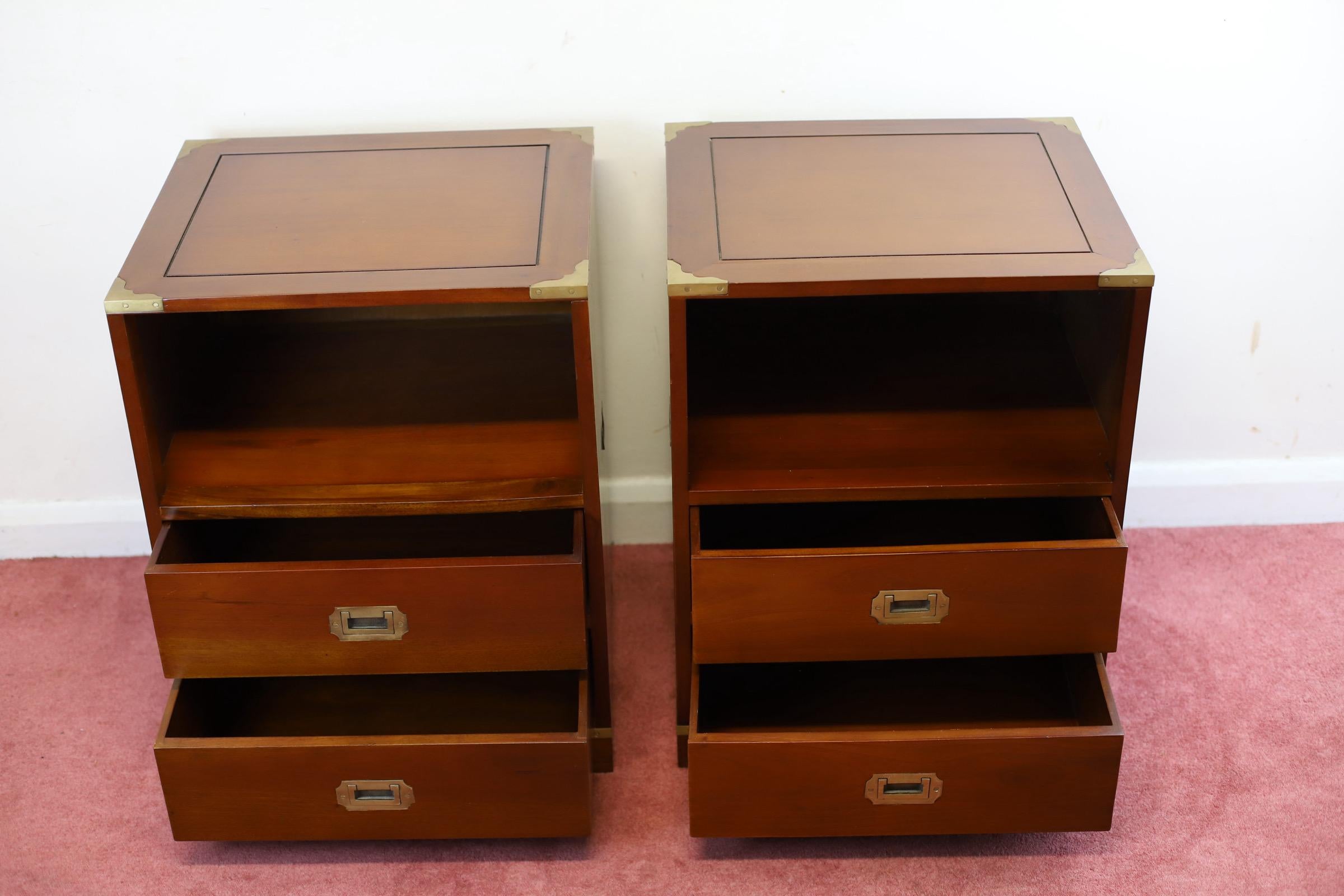 Beautiful Vintage Campaign Style Nightstands For Sale 1