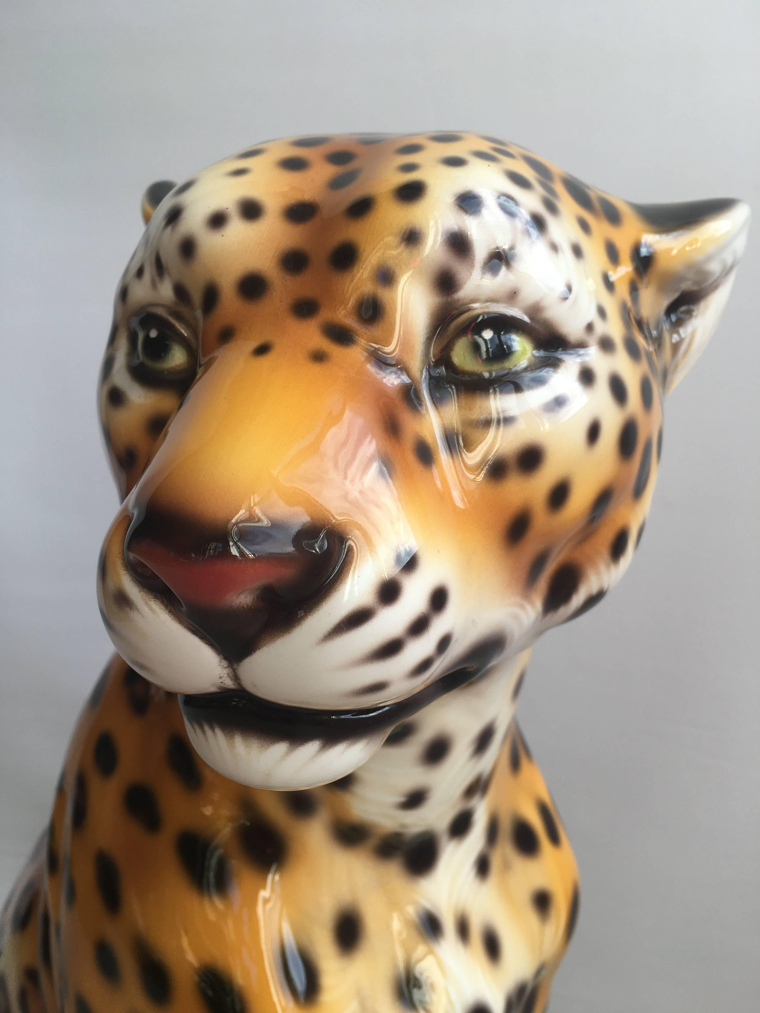 Beautiful Vintage Ceramic Leopard In Good Condition For Sale In West Sussex, GB